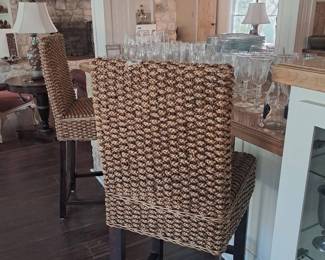 Wicker bar stools set of 4