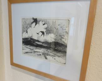 Terrence Coffman "Swallows Over LaCoste" ink/paper
