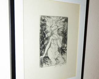 June Leaf "Woman with Dagger" etching