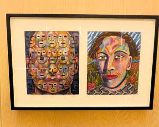 Dennis Nechvatal & Mary Bero self portraits, mixed media