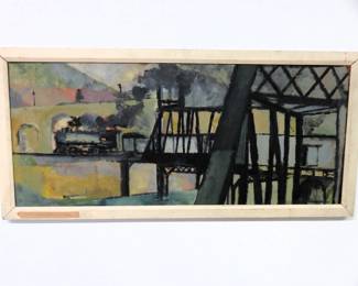 A.T. Martin "View of a Railroad Bridge" 1952
