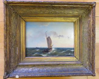 Hermanus Koekkoek Jr. "Sailboat" 1857 oil on board