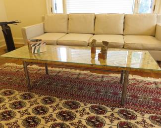 1970s Italian fossil marble & chrome table