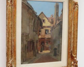 Maurice Renders "Villeves A Pontiers" 1928 oil on wood