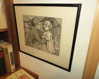 Hans Thoma "Mother & Children" etching