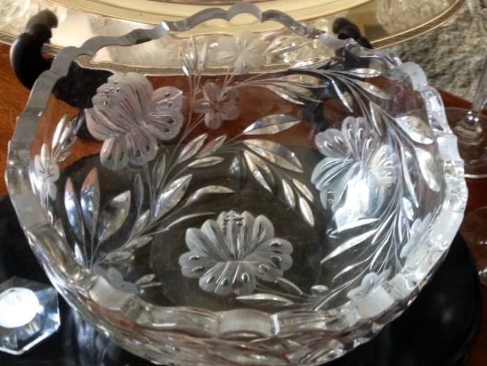 8" Vintage Cut Crystal Bowl