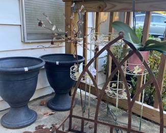 Metal and plastic planters 