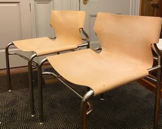 4 Pink Leather Chairs