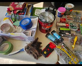 Hardware, Tools & Home Improvement Supplies  Assorted screws, nails, bolts, fasteners, drill bits, electrical supplies and miscellaneous hardware. New and pre-owned items.