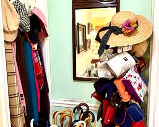 Vintage cosmetic bags/umbrellas and scarfs 