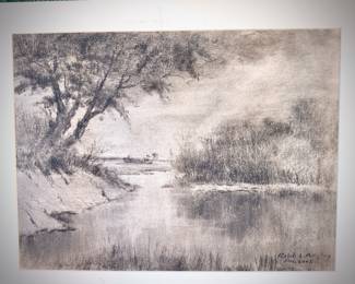 Four original Ralph Leon Balley (1913 - 2008) charcoal art works 