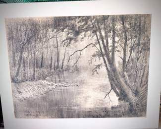 Four original Ralph Leon Balley (1913 - 2008) charcoal art works 