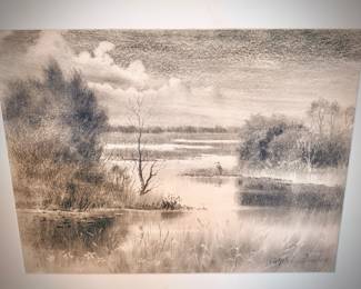 Four original Ralph Leon Balley (1913 - 2008) charcoal art works 