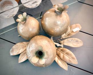 Vintage mid-century brass fruit