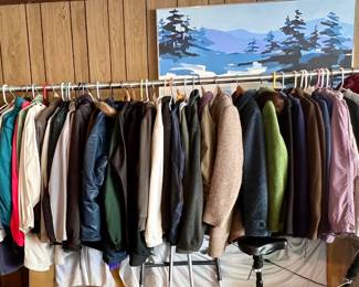 many nice coats, sweaters