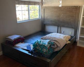 Full size Living spaces platform bed with storage drawers