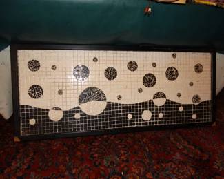 Nearly 5 ft B&W Mosaic Table Top w/ Mounts for Legs