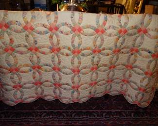 winter Will Be Here sooner than you Think - A Hand Stitched & Quilted "Like Hew" Double Wedding Ring Quilt