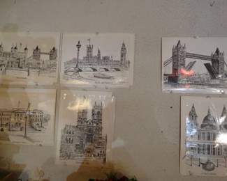 Set of 6 Prints of Famous London Landmarks Originmals Drawn by Our LondonCabbie 1972e driver