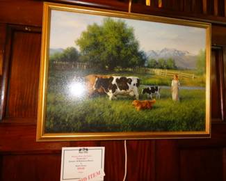 A Peaseful Signed Oil on Canvas "A Country Girl" - Beautiful!