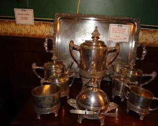 Unusual Fine A 10 Pc Victorian Silver Plate Tea & Coffee Service w/ Tray