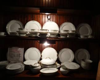 A 76 Pc Set of FIne China w/ 5pc Place Settings, 16 Cups and Saucers and serving Pieces