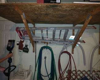 ladders hoses, lawn tools