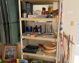 Vintage metal lunch boxes (I can smell them now) Walkins sticks, baskets