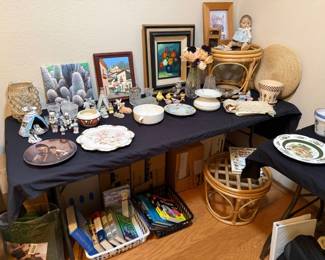 Books, Ratan footstools, Indian pictures, Indian nativity sets, nice nacs