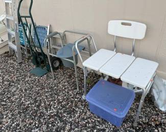 Medical items, Hand cart, ladder