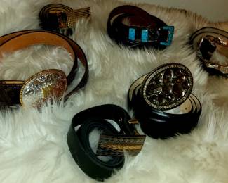 Men's Leather Belts Sterling Buckles