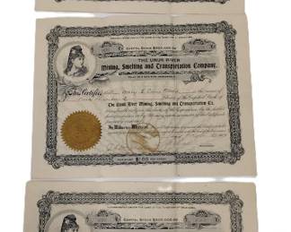 UNUK RIVER MINING STOCK CERTIFICATES