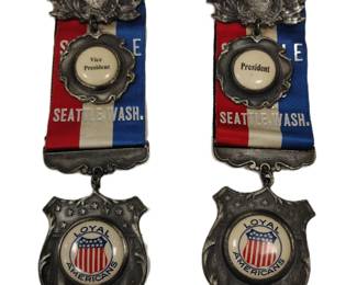 TWO SEATTLE ASSEMBLY LOYAL AMERICANS MEDALS WITH RIBBONS
