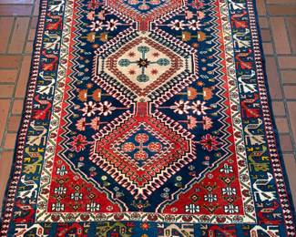 7' long X 4.2" colorful rug handmade in Iran.