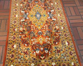 6"2" long by 3" wide.  Gorgeous rug! Hand knotted Tabriz.