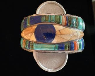 Beautiful heavy sterling Eveli Sabatie cuff bracelet - unique and amazing!