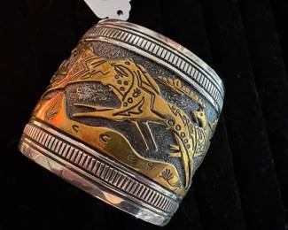 Wonderful heavy gold over sterling Tommy Singer cuff bracelet