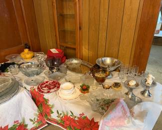 dishes, glassware, serving pieces