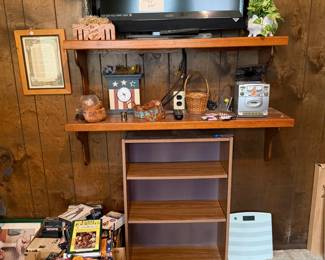 TV, small bookcase, VHS, decor
