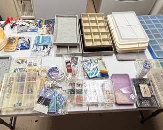 Jewelry Making Supplies- Beads; Hardware; Trays; Tools (basement)