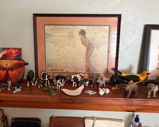 Animal Figurines; Handmade Alpacas; Leo R Smith Folk Art Angel Peaceable Kingdom Limited Edition 174/500 **This Wooden Shelf is NOT for sale**