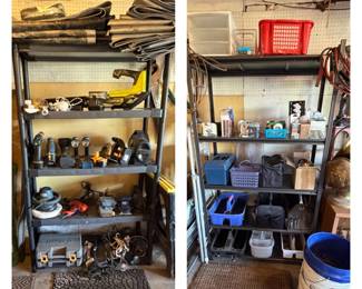 Shelving Units; Ryobi Power Tools; Tarps; Storage Caddy's (garage)