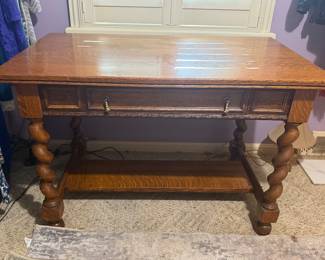 Vintage Ornate Desk (Looks Like Tiger Oak)