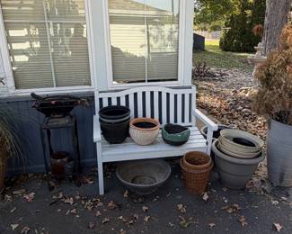 Patio Bench; Planters; Small Hibachi Grill