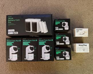 Wyze Brand Indoor Outdoor Security Cameras and Devices (these are all new) (sunroom)
