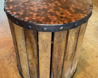 Handmade Penny Top Side Table (sunroom)