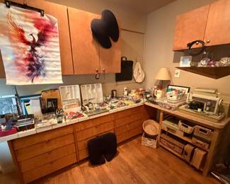 Office Items; Craft Items; Sears Kenmore Sewing Machine; Lock Box; Baskets