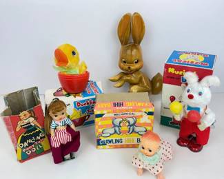 Lot 035 Vintage Toy Lot Rempel Longhop Rabbit Four Boxed Mechanica