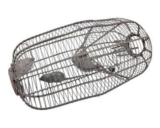 Lot 020 Antique Wire Mesh Live Rodent and Animal Trap Cage w Toy Ra
