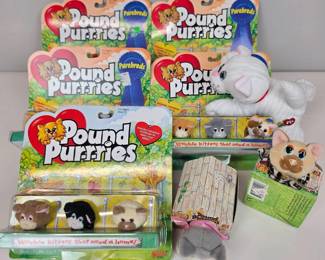 Lot 159 Pound Purries Vintage Plush Cat Toys Assorted Set with Origi